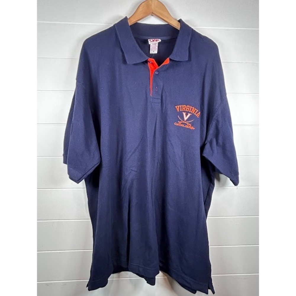 Red Oak Sportswear Virginia Cavaliers Navy Orange Polo Shirt Mens XL‎ NWT